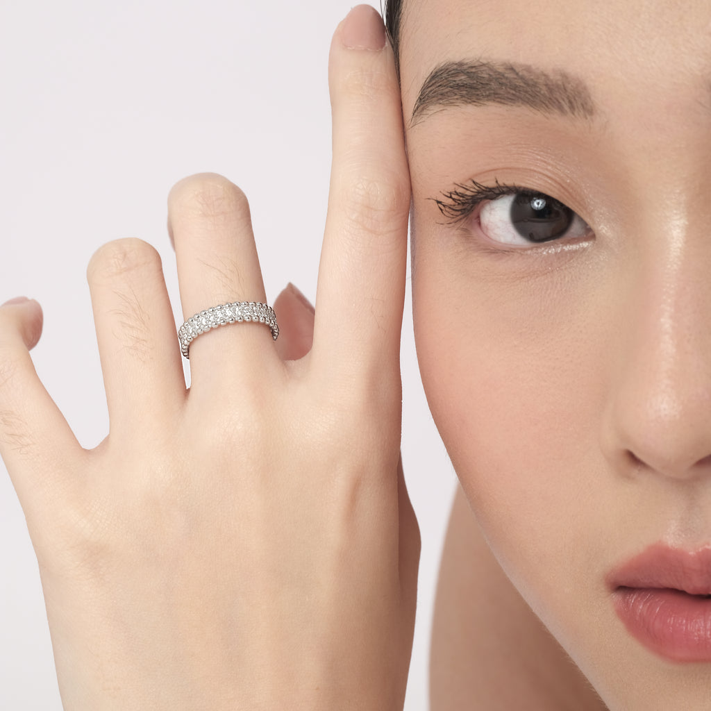 Seek Shine Gan Moissanite Ring (925 Sterling Silver, Size 6)