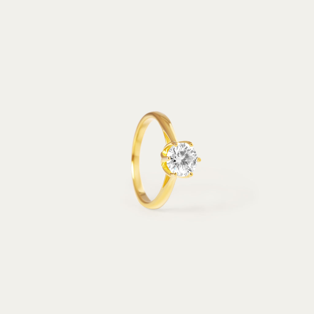 Issi Moissanite Ring (18K Gold Vermeil, Size 4)