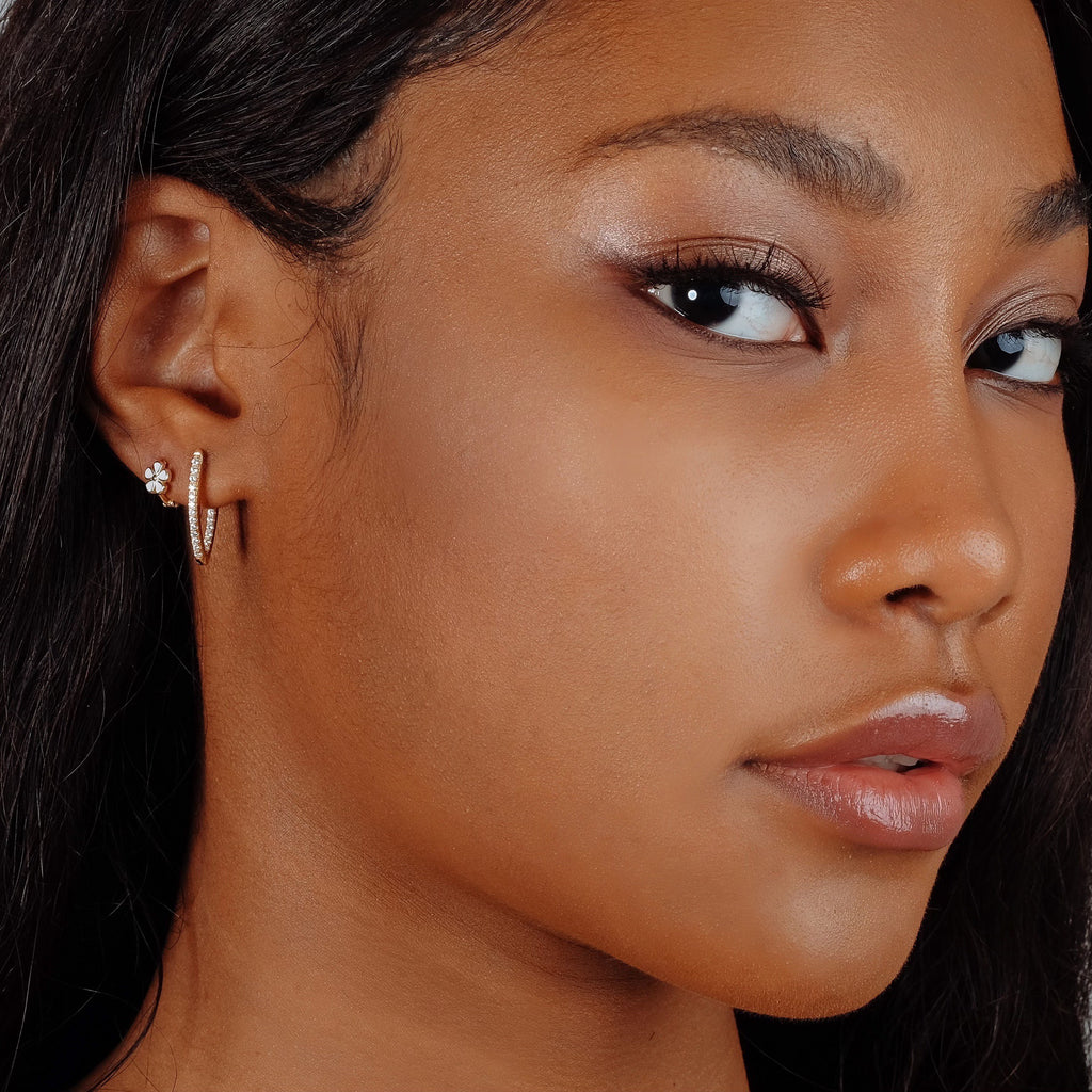 Seek Shine Daza Daisy Enamel Hoops Earrings (18K Gold Vermeil)