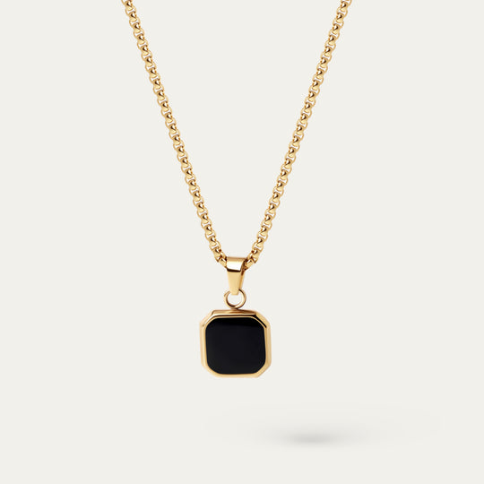 Allan Onyx Necklace (18K Gold Stainless Steel)