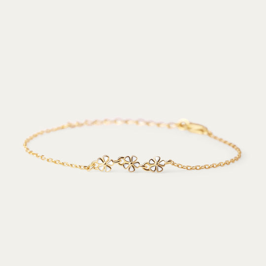Daza Teeny-Tiny Enamel Bracelet (18K Gold Vermeil, White)
