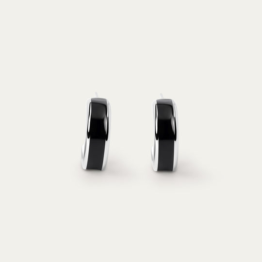 Eldo Onyx Hoops (Silver Brass)