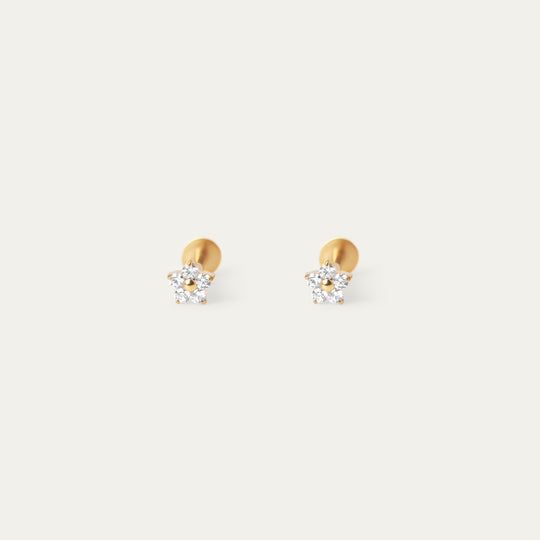 Fiva CZ Studs (18K Gold Titanium Steel)