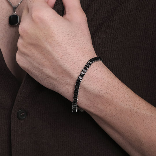Rej CZ Bracelet (Titanium Steel, Black Stone)
