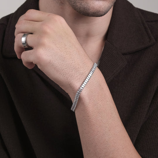 Rej CZ Bracelet (Titanium Steel, White Stone)