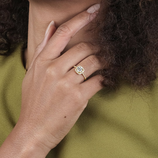 Vicky 1.0ct Moissanite Ring (18K Gold Vermeil, Size 9)