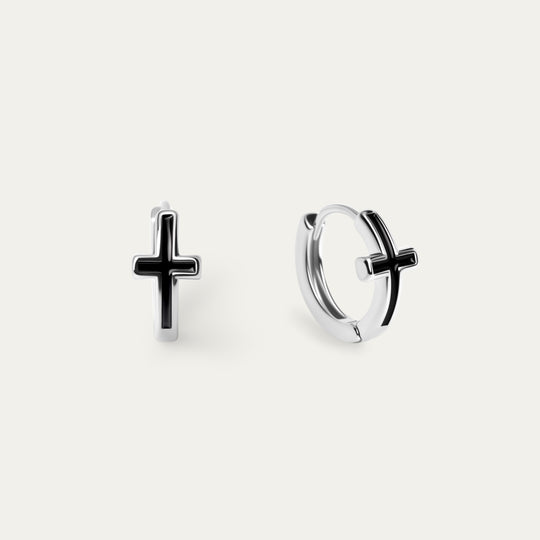 Abra Enamel Hoops (Stainless Steel, Black)