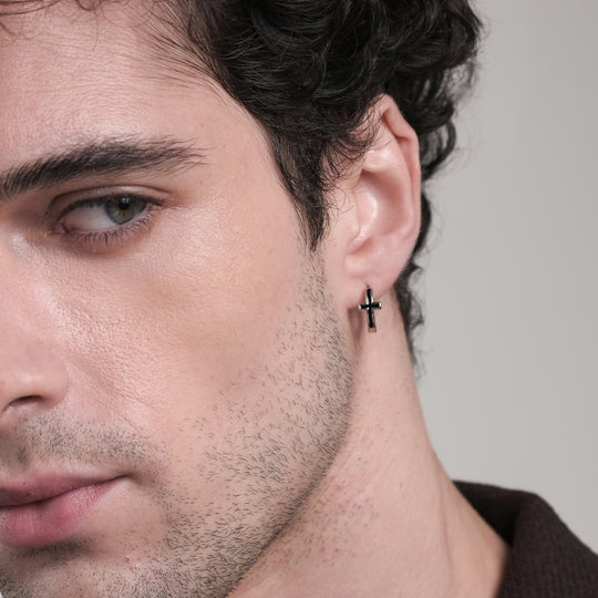 Abra Enamel Hoops (Stainless Steel, Black)