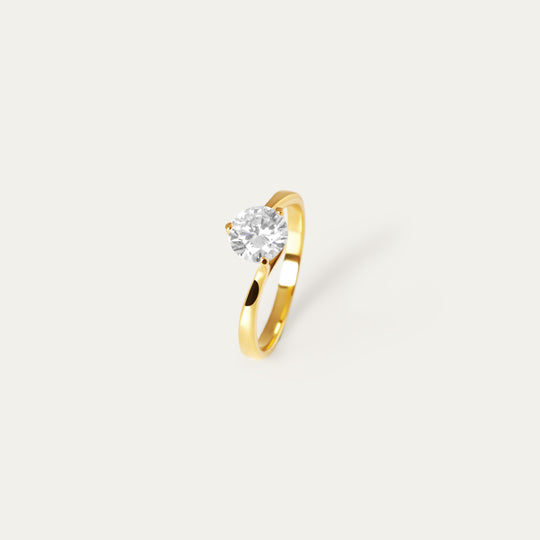 Andra 1.0ct Moissanite Ring (18K Gold Vermeil, Size 4)