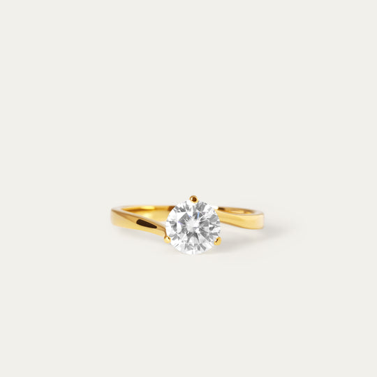 Andra 1.0ct Moissanite Ring (18K Gold Vermeil, Size 10)
