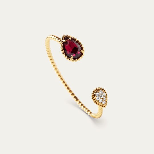 Arava CZ Bangle (18K Gold Brass, Scarlet)
