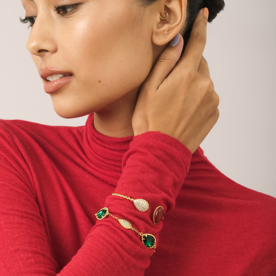 Arava CZ Bangle (18K Gold Brass, Cherry)