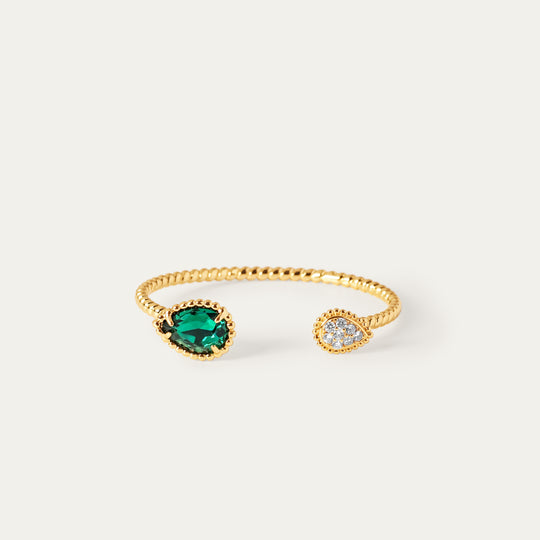 Arava CZ Bangle (18K Gold Brass, Forest)
