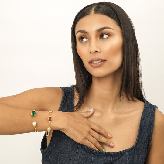 Arava CZ Bangle (18K Gold Brass, Forest)