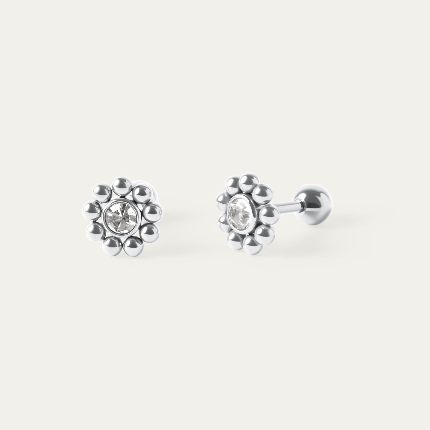 Seek Shine Araw CZ Stud Earrings (Stainless Steel)