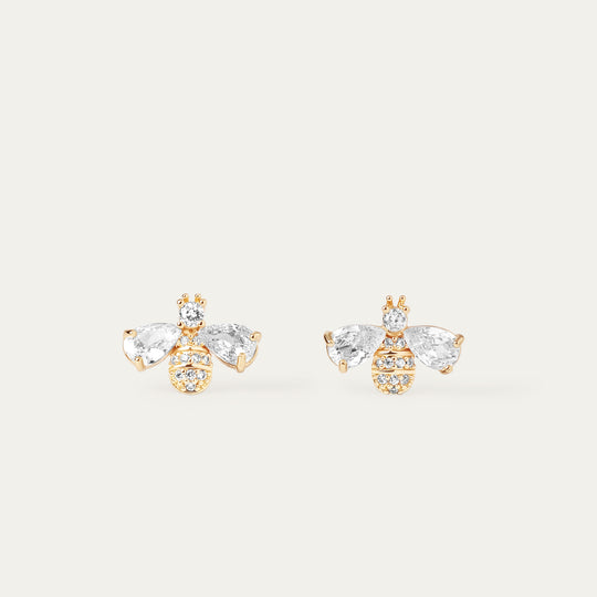Bee CZ Studs (18K Gold Brass)