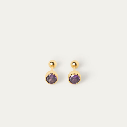 Bertha February CZ Studs (18K Gold Vermeil)