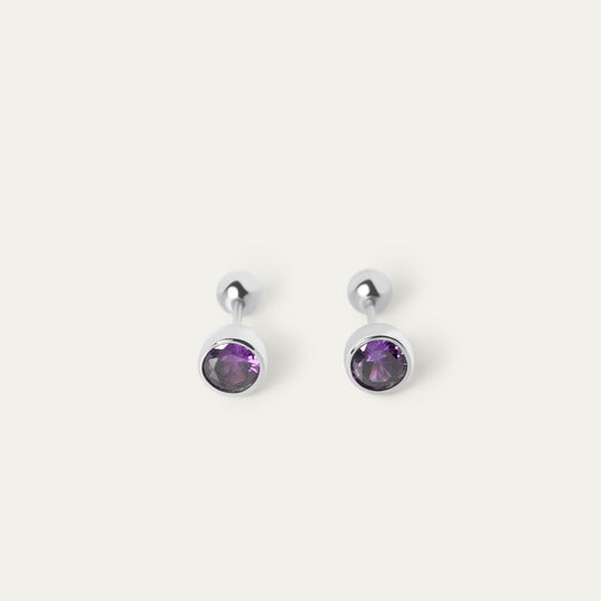 Bertha February CZ Studs (925 Sterling Silver)