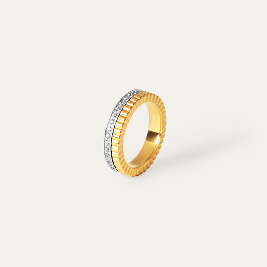 Bou CZ Ring (Two-Tone Stainless Steel, Size 5)