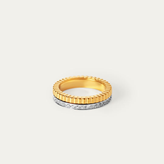 Bou CZ Ring (Two-Tone Stainless Steel, Size 6)