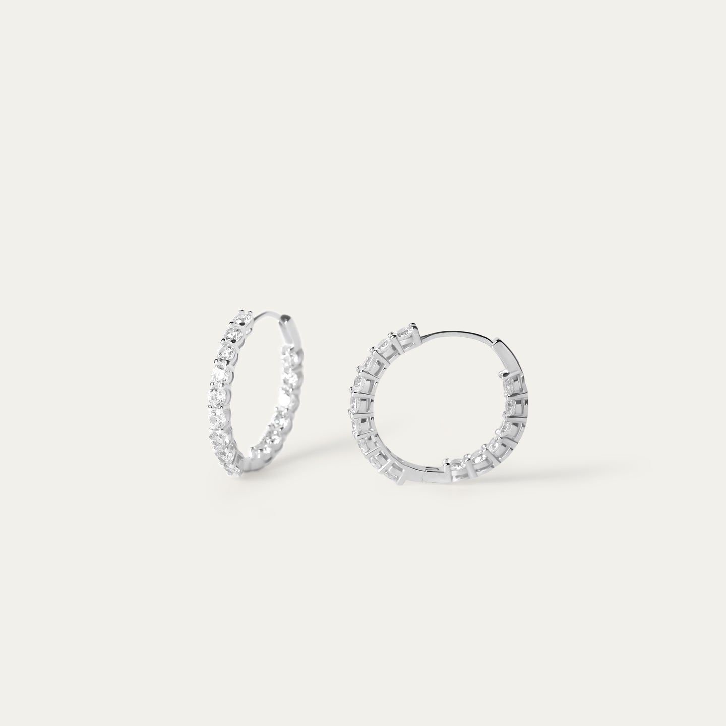 Silver cz hoop earrings discount