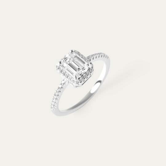 Emi 1.0ct Moissanite Ring (925 Sterling Silver, Size 4)