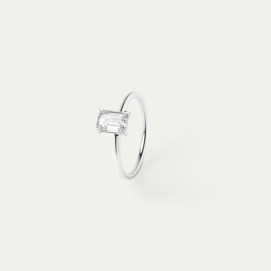 Emma 1.0ct Moissanite Ring (925 Sterling Silver, Size 7)