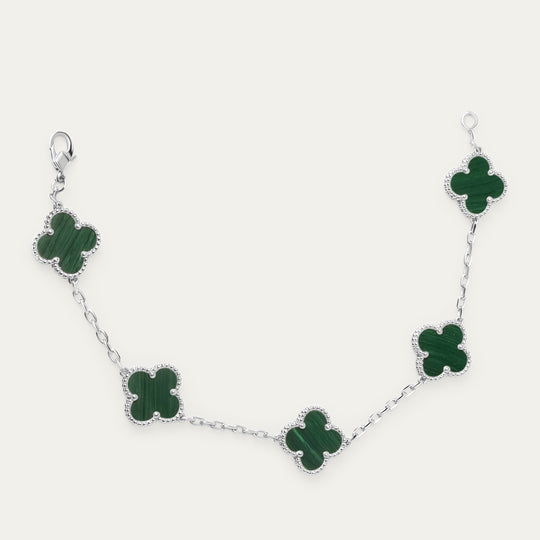 Ezi Enamel Bracelet (Silver Brass, Forest)