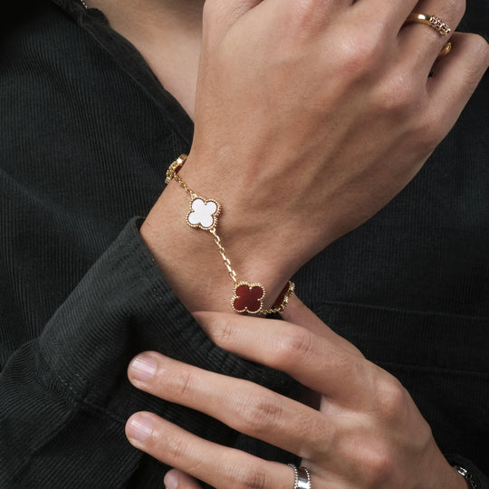 Ezi Enamel Bracelet (18K Gold Brass, Scarlet)