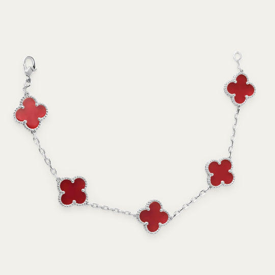 Ezi Enamel Bracelet (Silver Brass, Scarlet)