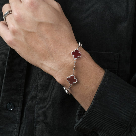Ezi Enamel Bracelet (Silver Brass, Scarlet)