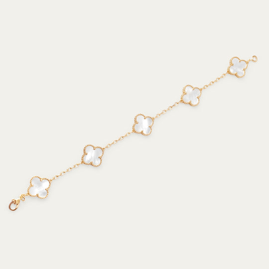 Ezi Enamel Bracelet (18K Gold Brass, Snow)
