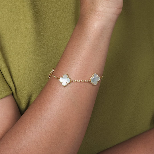 Ezi Enamel Bracelet (18K Gold Brass, Snow)