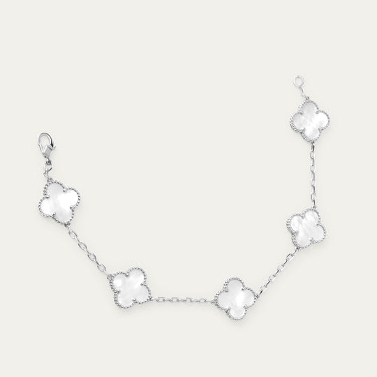 Ezi Enamel Bracelet (Silver Brass, Snow)