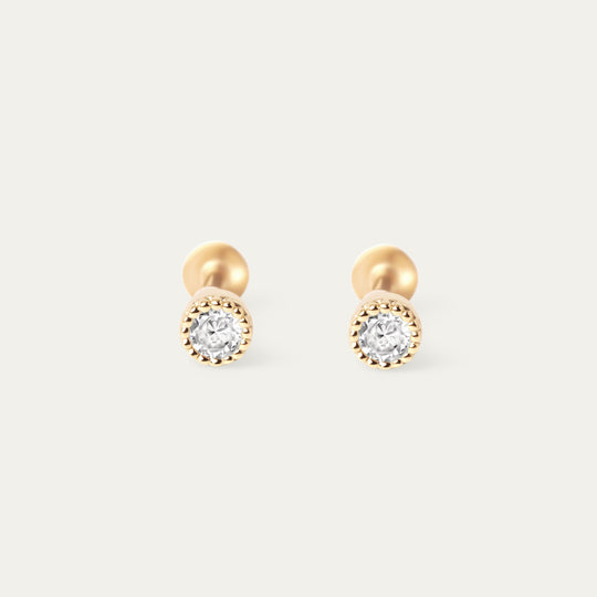 Fala CZ Studs (18K Gold Stainless Steel, Round)