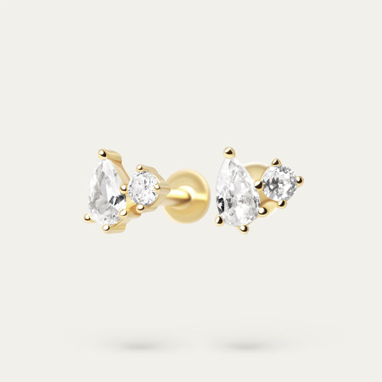 Fer  CZ Studs (18K Gold Vermeil)