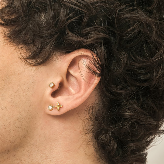 Fala CZ Studs (18K Gold Stainless Steel, Round)