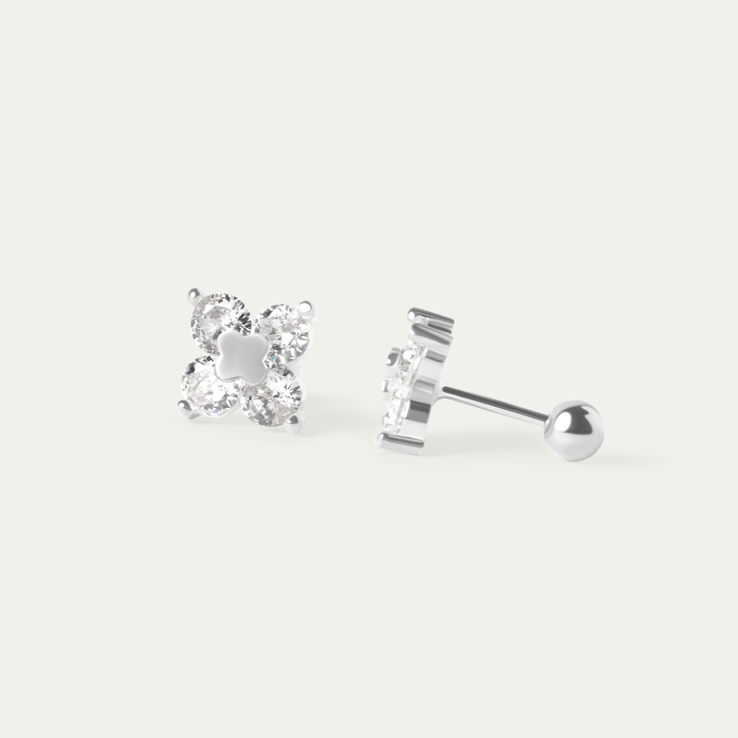 Seek Shine Jeya CZ Stud Earrings (925 Sterling Silver)