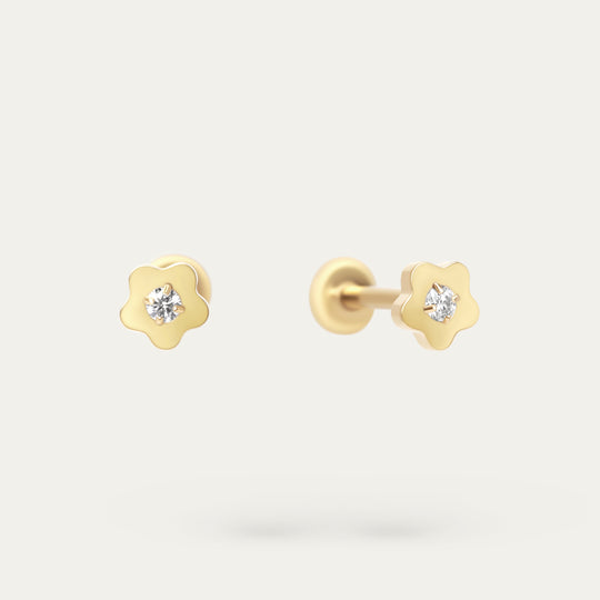 Jit CZ Studs (18K Gold Titanium Steel)