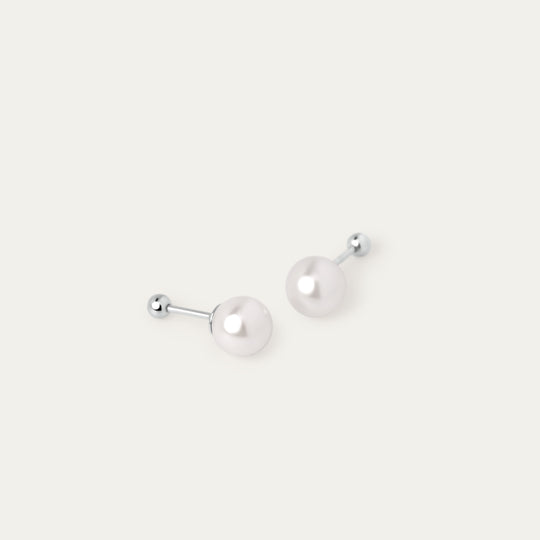 Mela Tiny Pearl Studs (925 Sterling Silver)