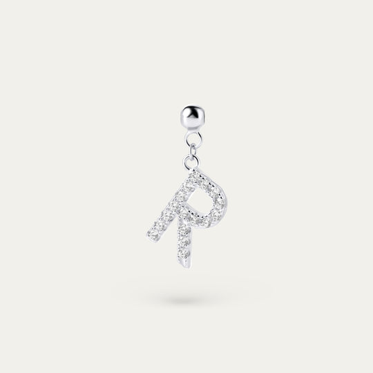 Onoma R CZ Charm (925 Sterling Silver)