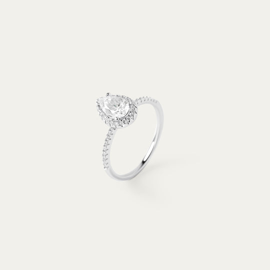Remy With Halo 1.0ct Moissanite Ring (925 Sterling Silver, Size 7)