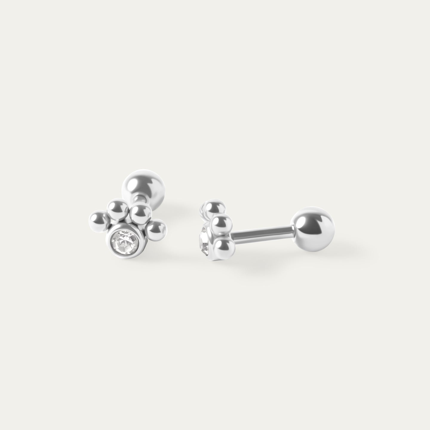 Seek Shine Row CZ Stud Earrings (Stainless Steel)