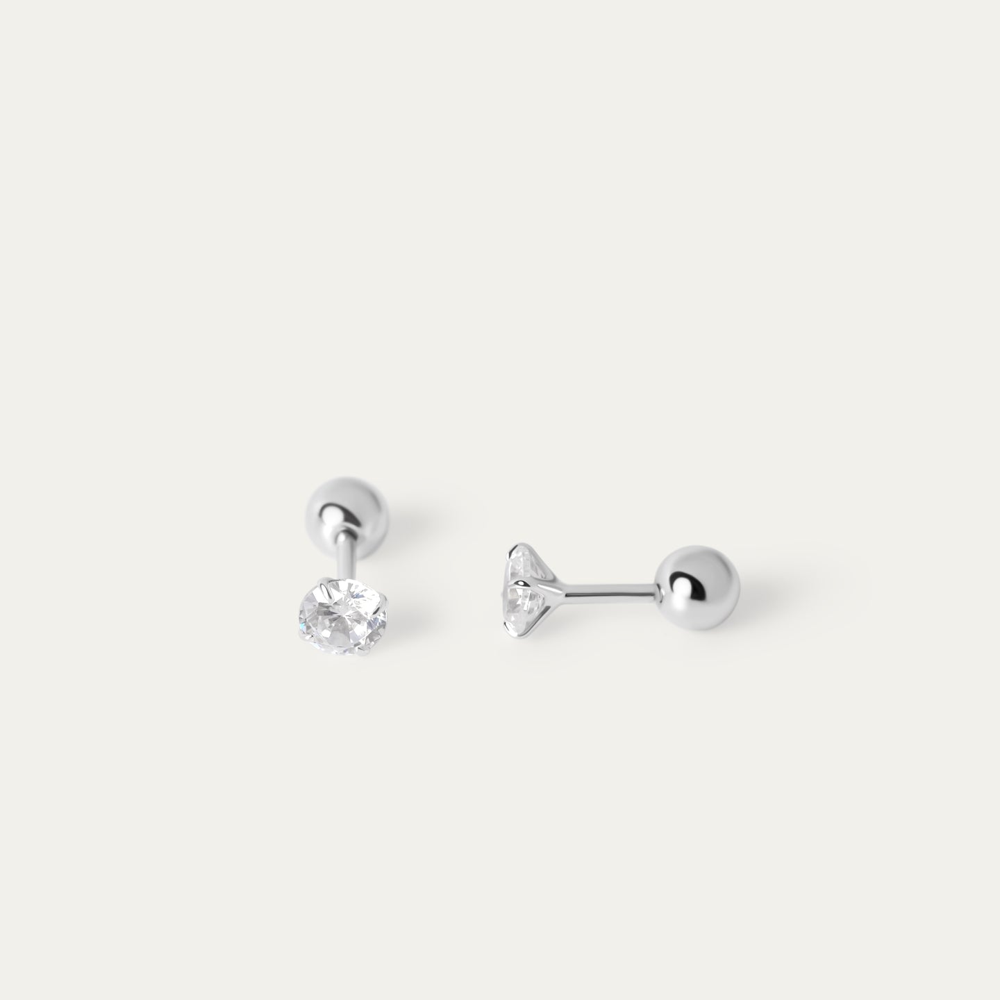 Seek Shine Sadi Tiny CZ Screw Back Ball Studs Earrings (925