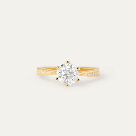 Shar 1.0ct Moissanite Ring (18K Gold Vermeil, Size 6)