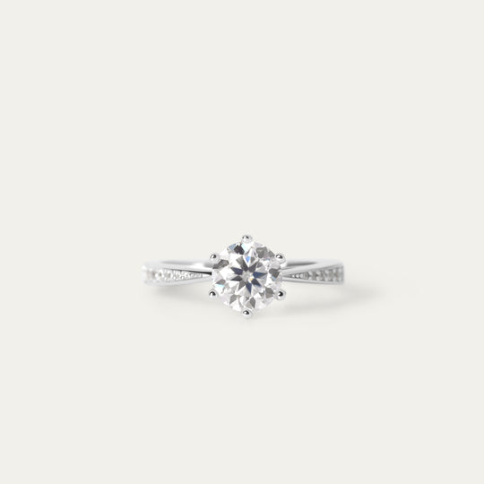 Shar 1.0ct Moissanite Ring (925 Sterling Silver, Size 5)