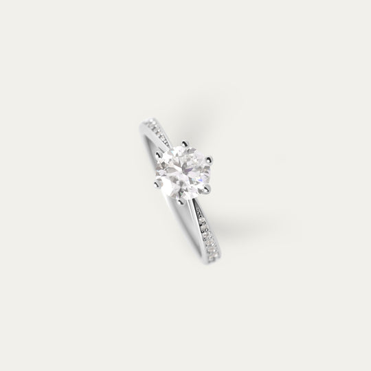 Shar 1.0ct Moissanite Ring (925 Sterling Silver, Size 10)