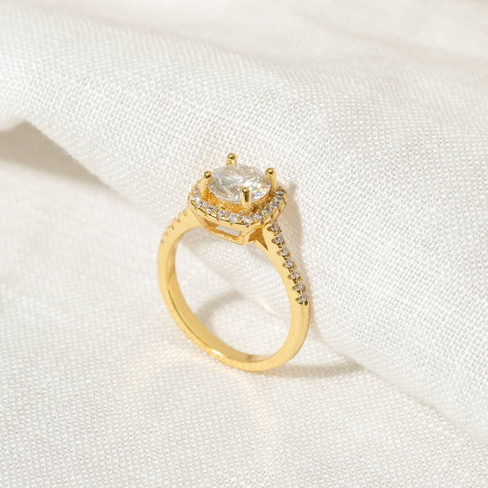 Vicky 1.0ct Moissanite Ring (18K Gold Vermeil, Size 10)