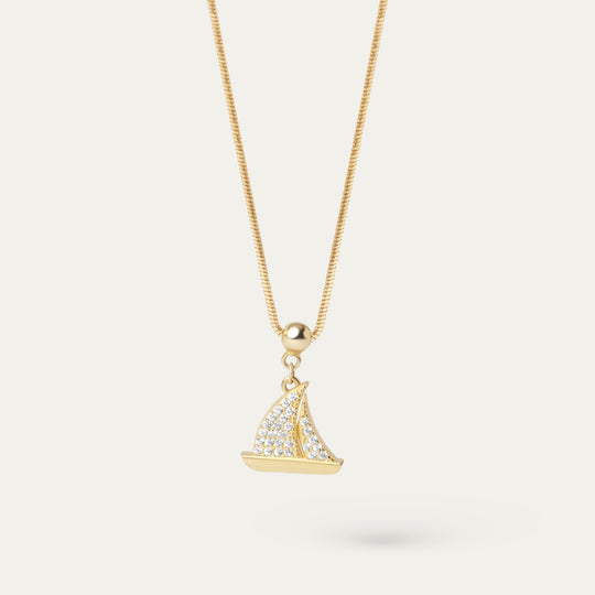 Wandering Sailboat CZ Charm (18K Gold Vermeil)
