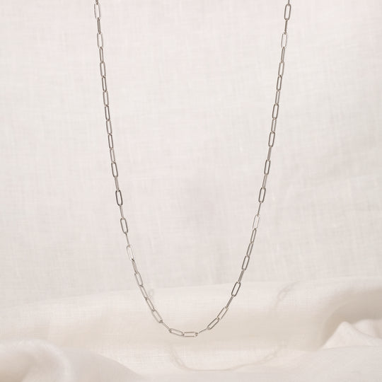 Gaspar Long Necklace (Silver Brass)